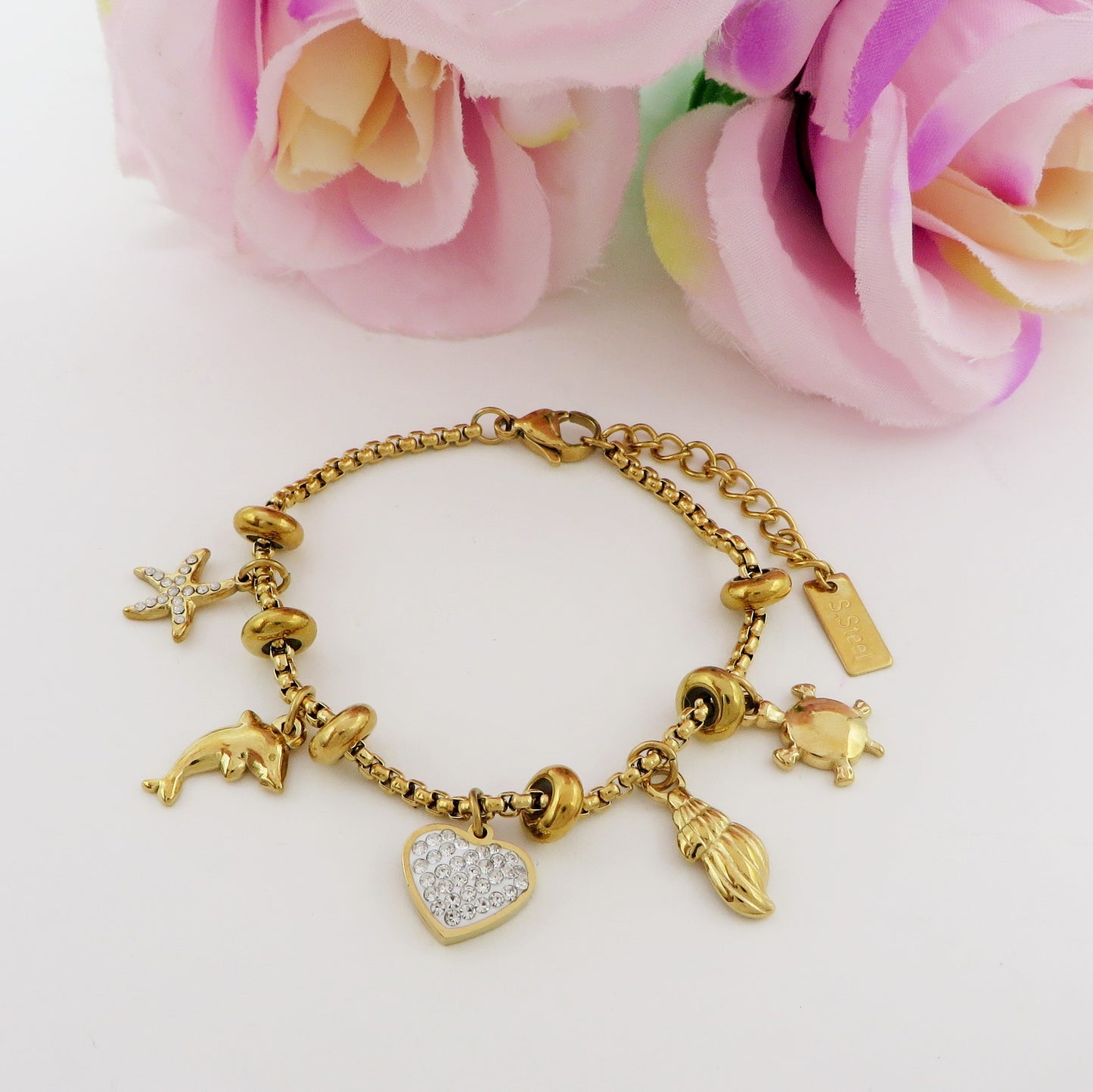 FIJI - Bracciale con charms marini + cubic zirconia ACCIAIO INOSSIDABILE