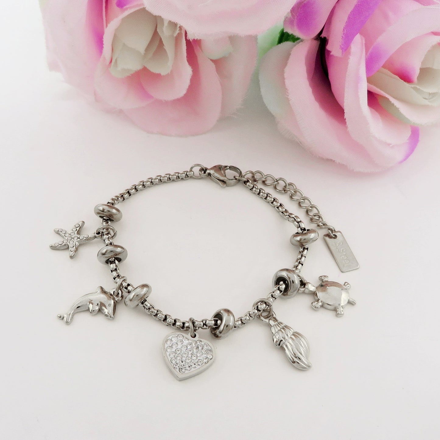 FIJI - Bracciale con charms marini + cubic zirconia ACCIAIO INOSSIDABILE