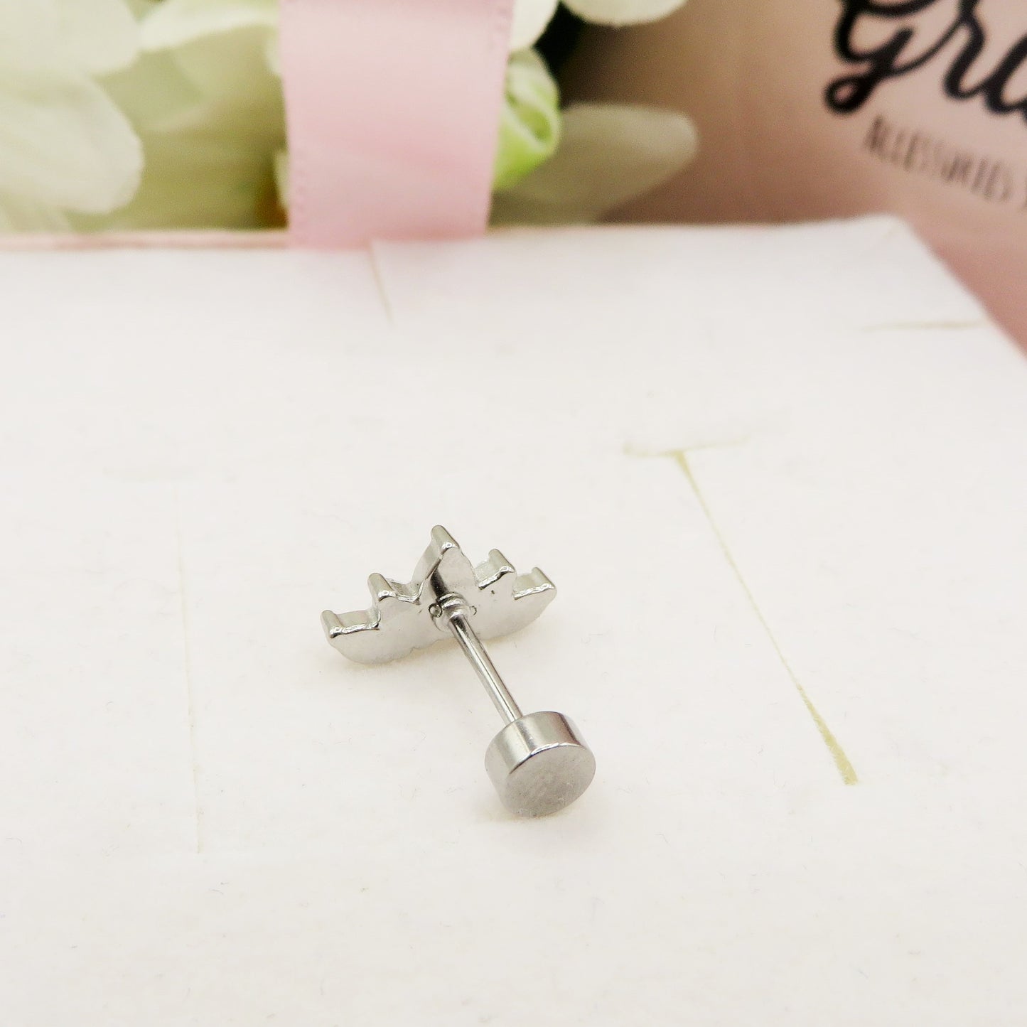 Marquise PIERCING - ACCIAIO INOSSIDABILE chirurgico 316L - con cubic zirconia per Helix, Trago, Flat e Lobo