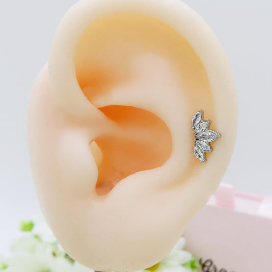 Marquise PIERCING - ACCIAIO INOSSIDABILE chirurgico 316L - con cubic zirconia per Helix, Trago, Flat e Lobo