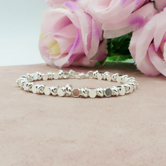 CUBETTI bagnato ARGENTO ~ Bracciale UNISEX in ACCIAIO INOSSIDABILE