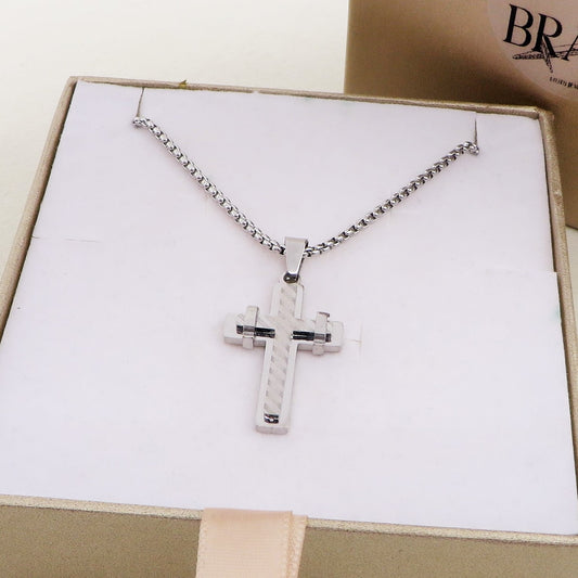 Collana pendente CROCE SQUARE uomo ACCIAIO