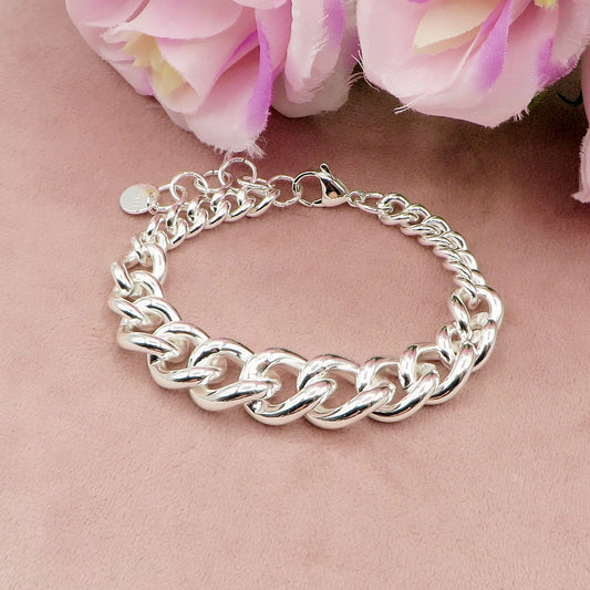 GROUMETTE degrade' bagnato ARGENTO ~ Bracciale UNISEX in ACCIAIO INOSSIDABILE