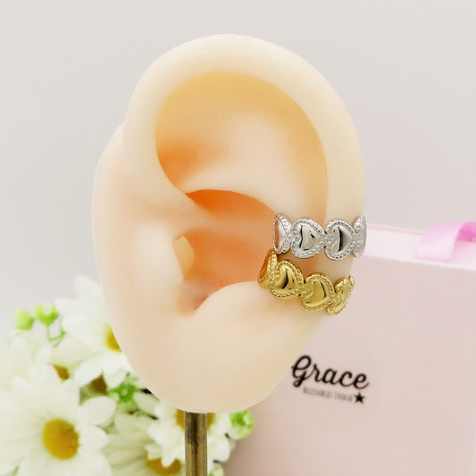 AMELIA EARCUFF cuoricini ~ ACCIAIO Inossidabile orecchino Senza buco
