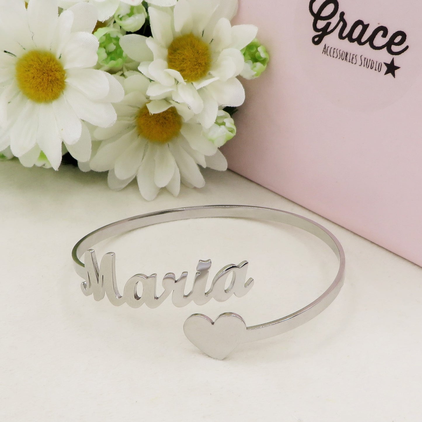 SWEET ♥ NAME Bracciale MANETTA Nome PERSONALIZZATO in Acciaio Inossidabile