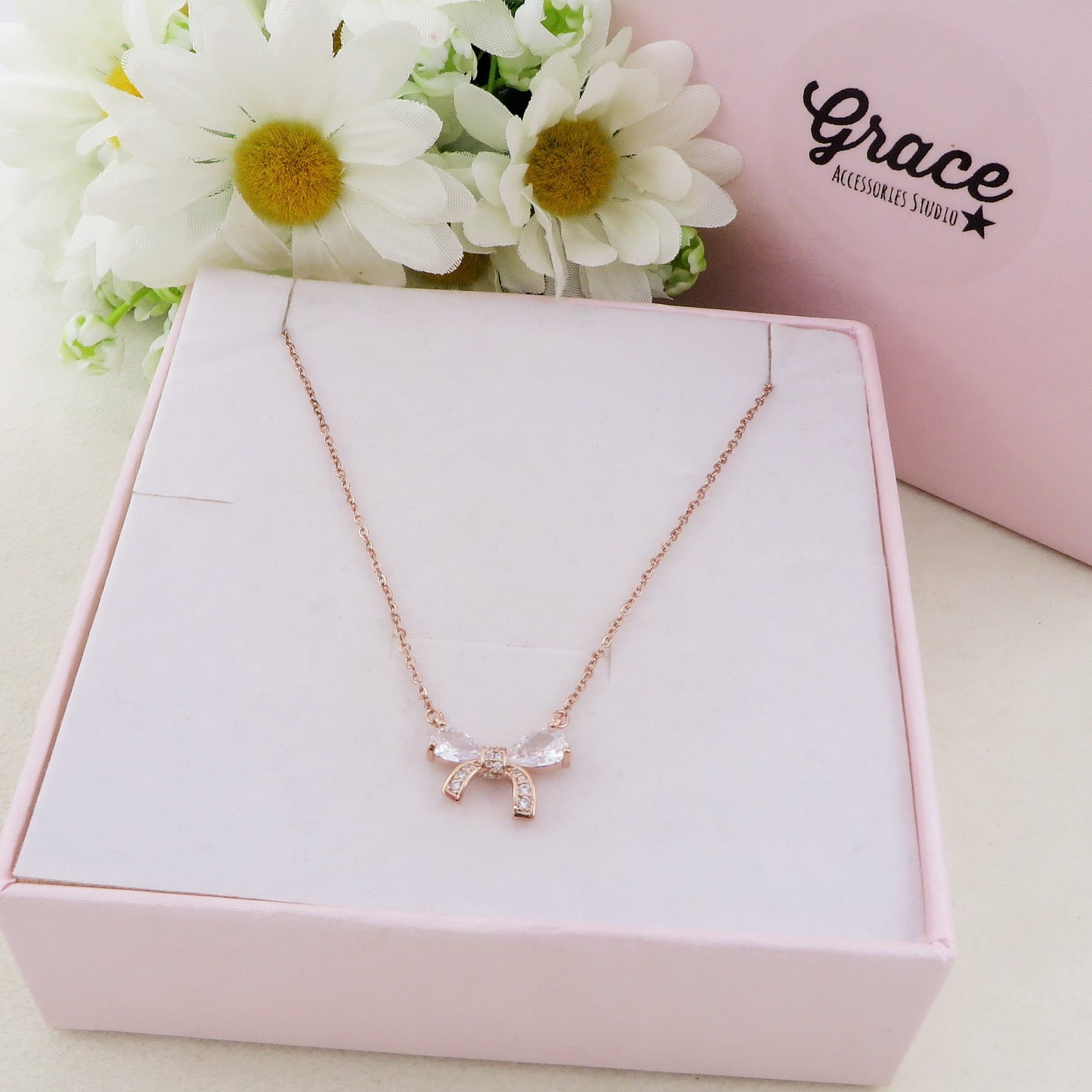 WALDORF - ACCIAIO INOSSIDABILE - collana con pendente fiocco in cubic zirconia