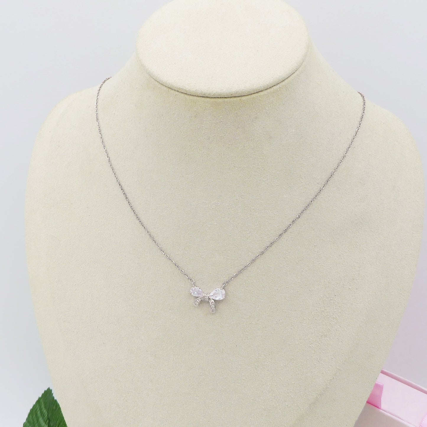 WALDORF - ACCIAIO INOSSIDABILE - collana con pendente fiocco in cubic zirconia