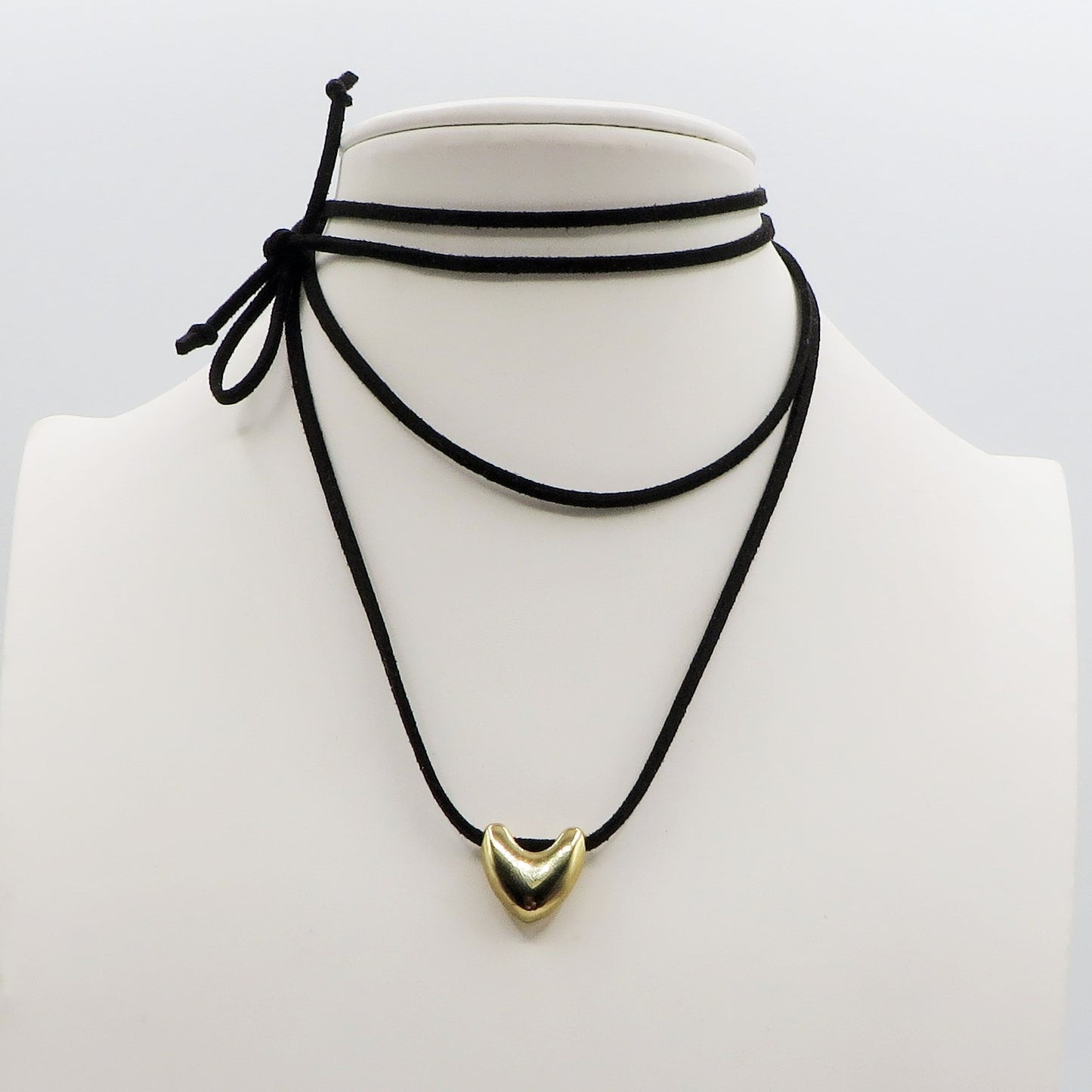 TORI - 6 Colori Collana & bracciale cuoricino bombè ACCIAIO INOSSIDABILE con cordino camoscio