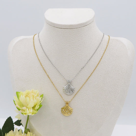 CALYPSO - Collana pendente conchiglia in Acciaio inossidabile e cubic zirconia