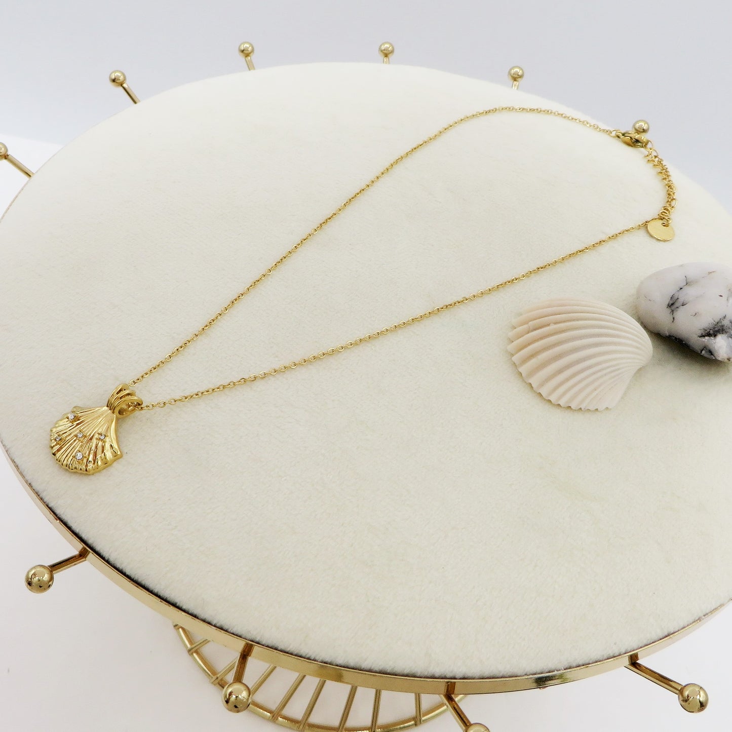 CALYPSO - Collana pendente conchiglia in Acciaio inossidabile e cubic zirconia