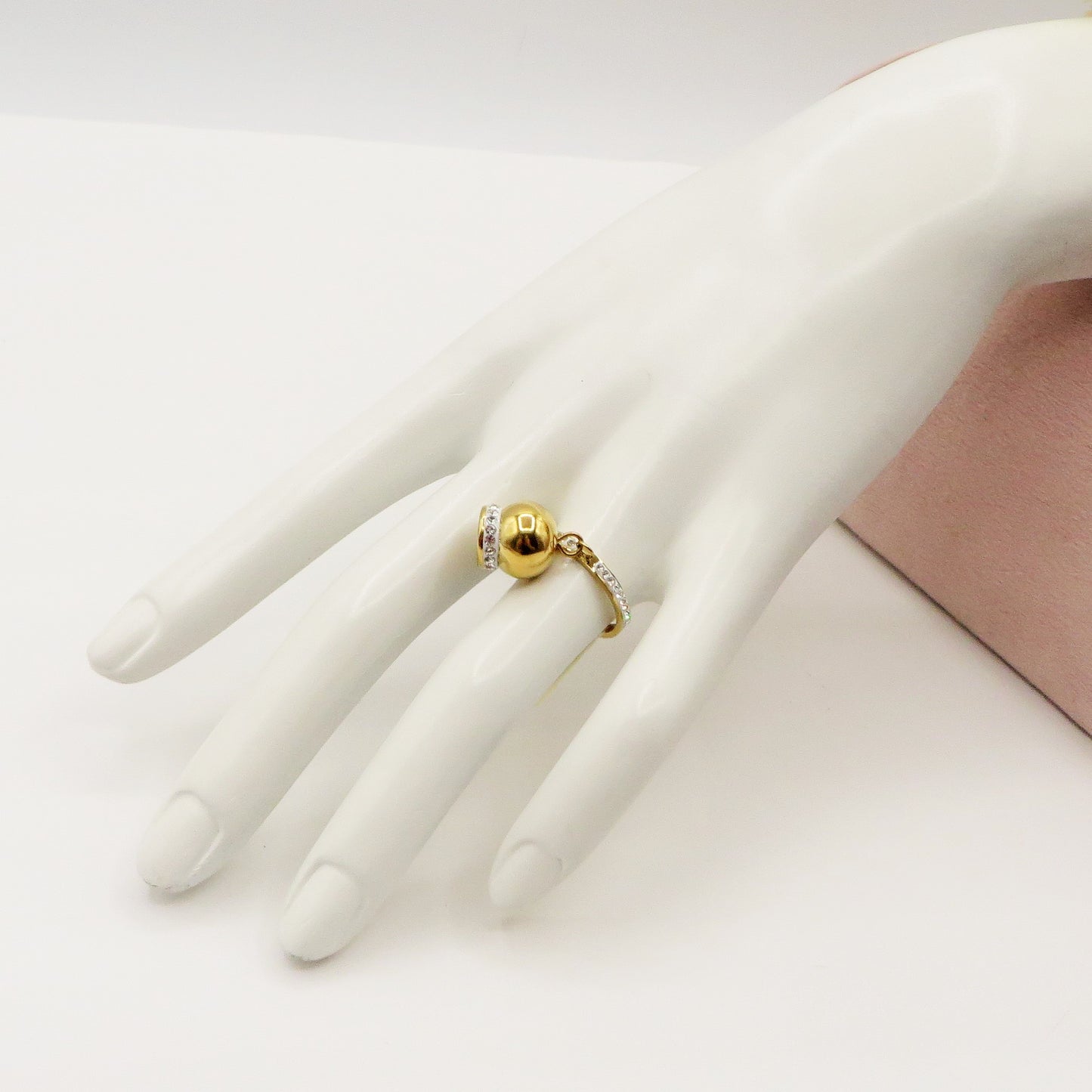 TINKERBELL CRYSTAL ~ Anello campanella BORDO ZIRCONATO in ACCIAIO inossidabile con cubic zirconia