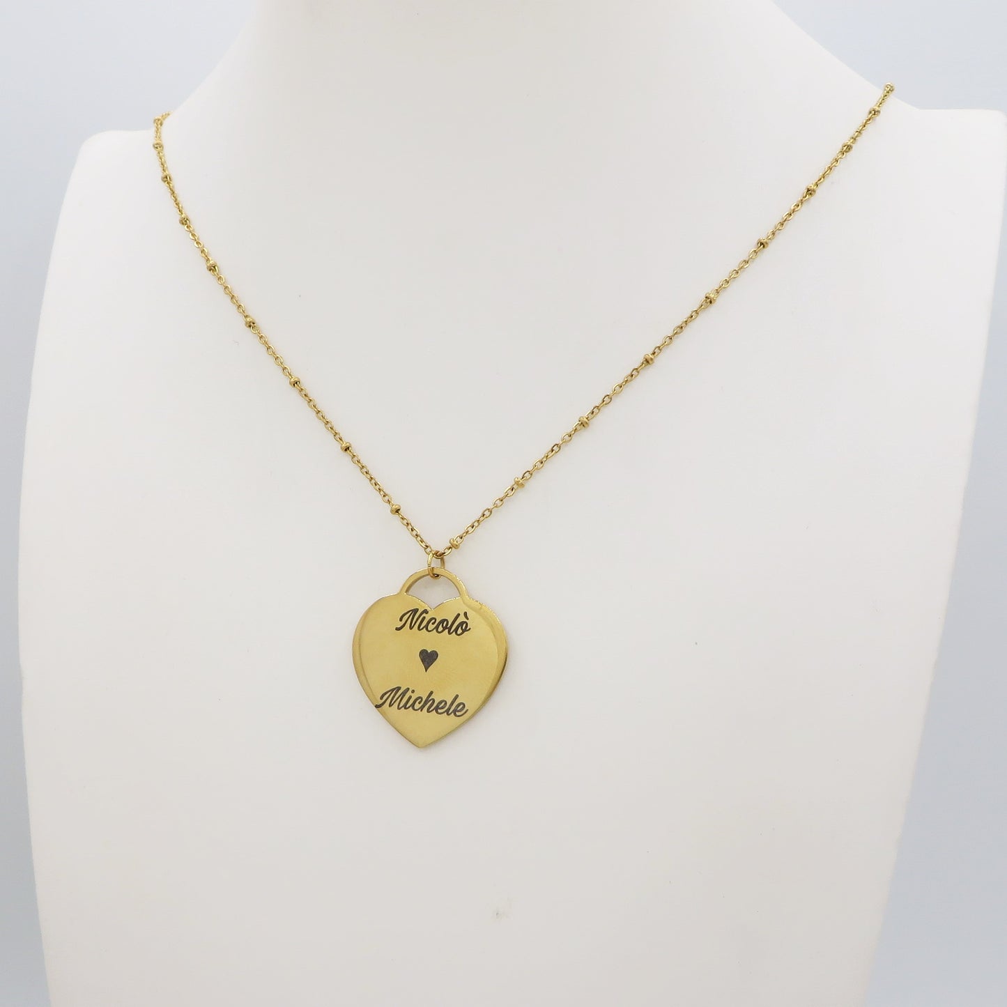 Cuore BIG - PERSONALIZZAMI ~ Collana in acciaio inossidabile + INCISIONE PERSONALIZZATA