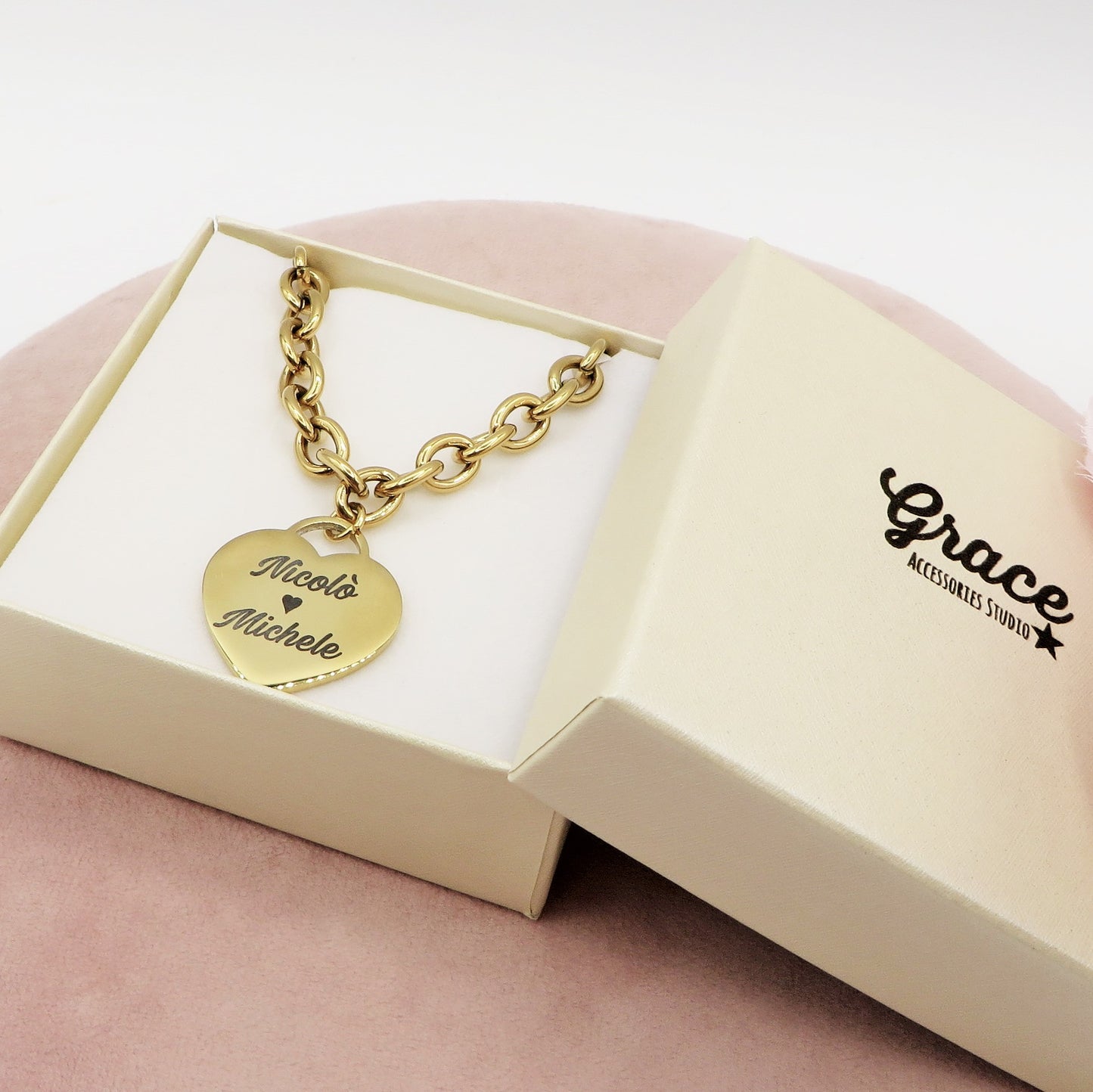 BRACCIALE CUORE BIG - PERSONALIZZAMI ~ Bracciale in acciaio inossidabile + INCISIONE PERSONALIZZATA