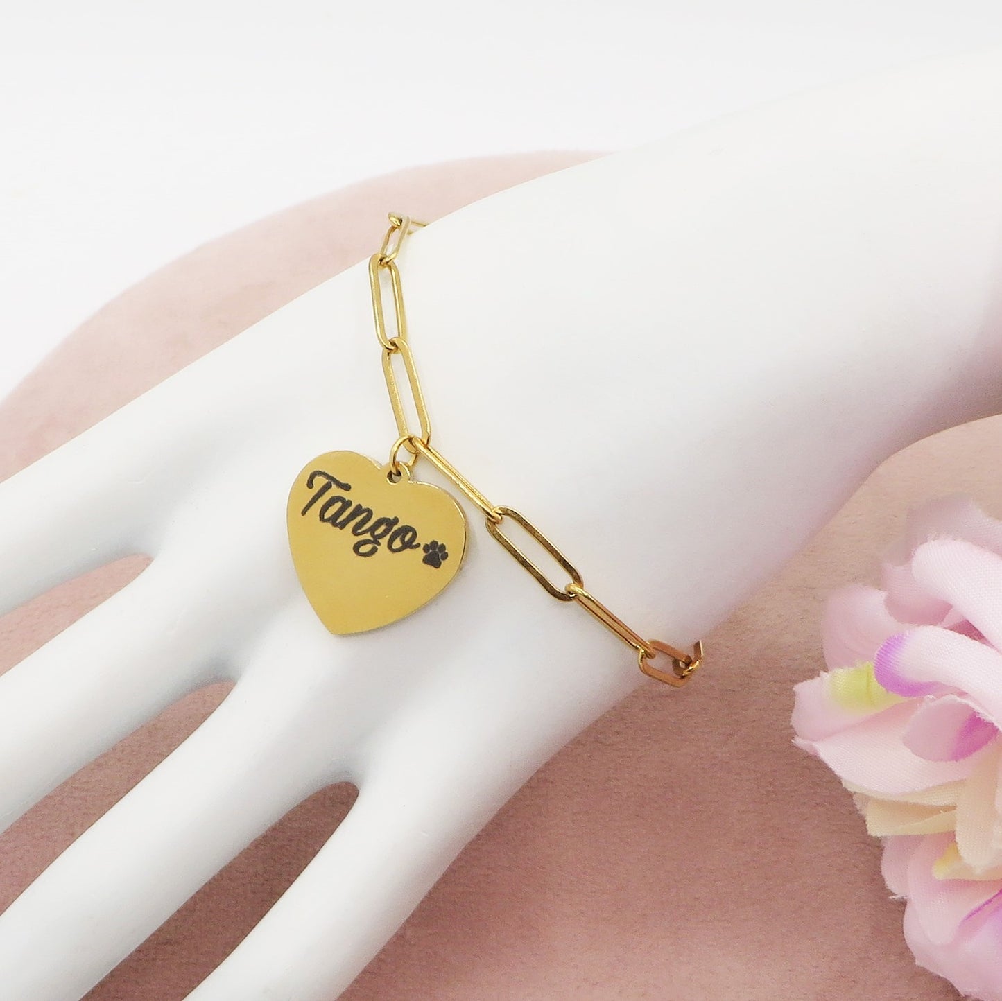 BRACCIALE CUORE T-BAR - PERSONALIZZAMI ~ Bracciale in acciaio inossidabile + INCISIONE PERSONALIZZATA