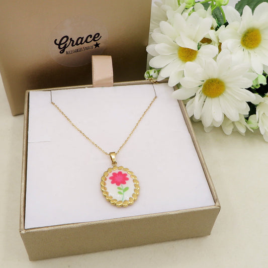 Clémence Collana Pendente con fiore - ACCIAIO INOSSIDABILE