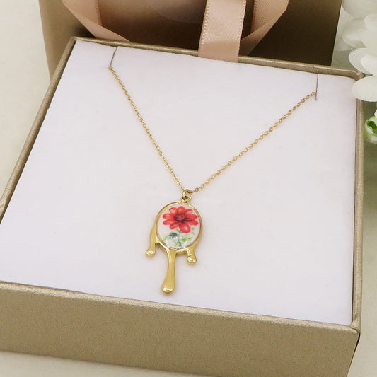 Eléonore Collana Pendente con fiore - ACCIAIO INOSSIDABILE