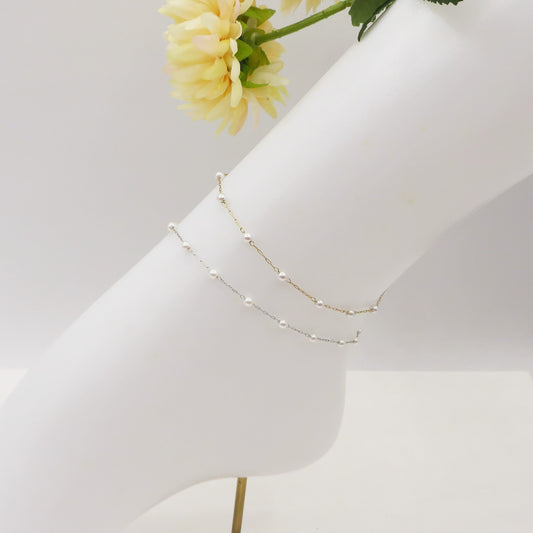 MARISSA ~ Cavigliera mini perle in ACCIAIO INOSSIDABILE