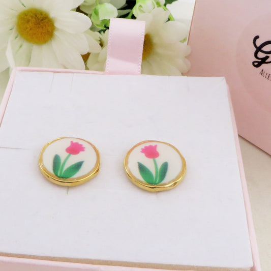 Héloise Orecchini a bottone con fiore vintage - Acciaio Inossidabile