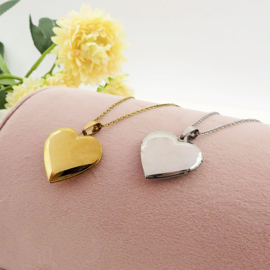 JOCELYN PORTAFOTO ~ACCIAIO inossidabile - Collana catena cuore bombè apribile