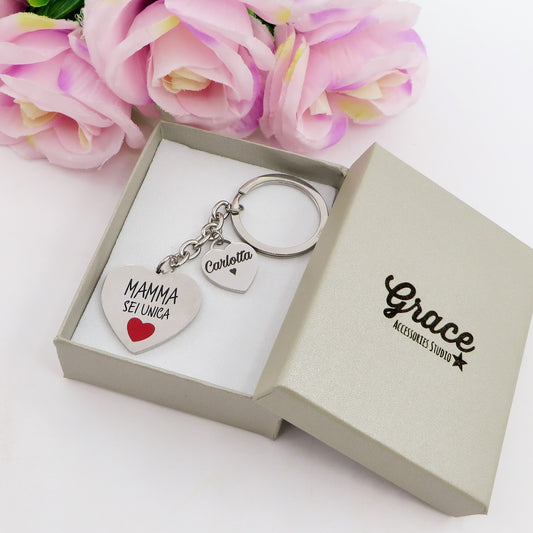 PORTACHIAVI MAMMA - PERSONALIZZAMI ~ Portachiavi in acciaio inossidabile + INCISIONE PERSONALIZZATA