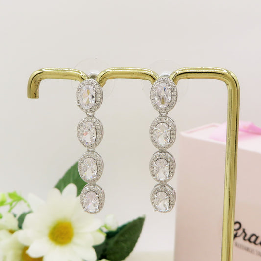 LENA PENDENTI ~ Orecchini in Cubic Zirconia rotondo