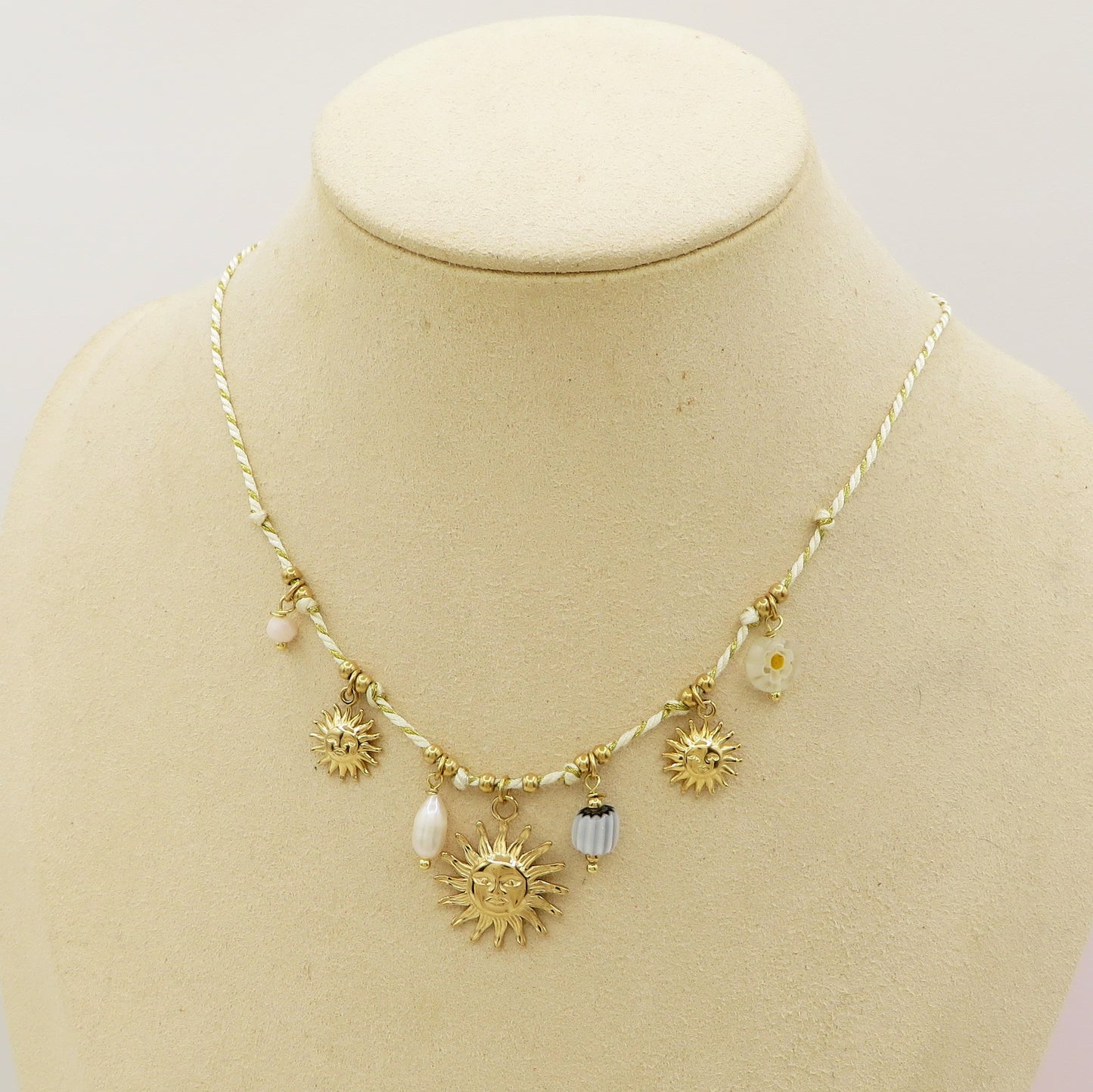 SOLEIL COLLANA - ACCIAIO inossidabile - Collana catena charms sole e murrine