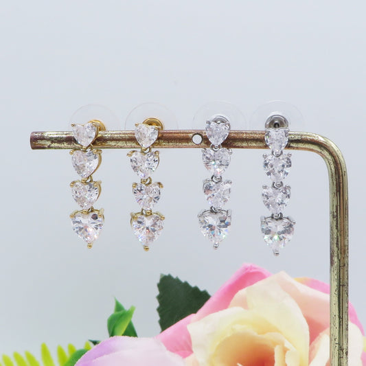 CHERIE PENDENTI - acciaio inossidabile- Orecchini pendenti in cubic zirconia a forma di cuore