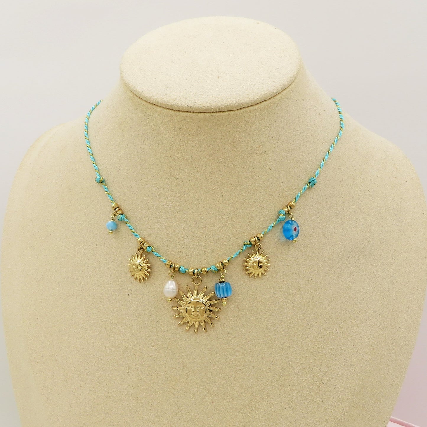 SOLEIL COLLANA - ACCIAIO inossidabile - Collana catena charms sole e murrine