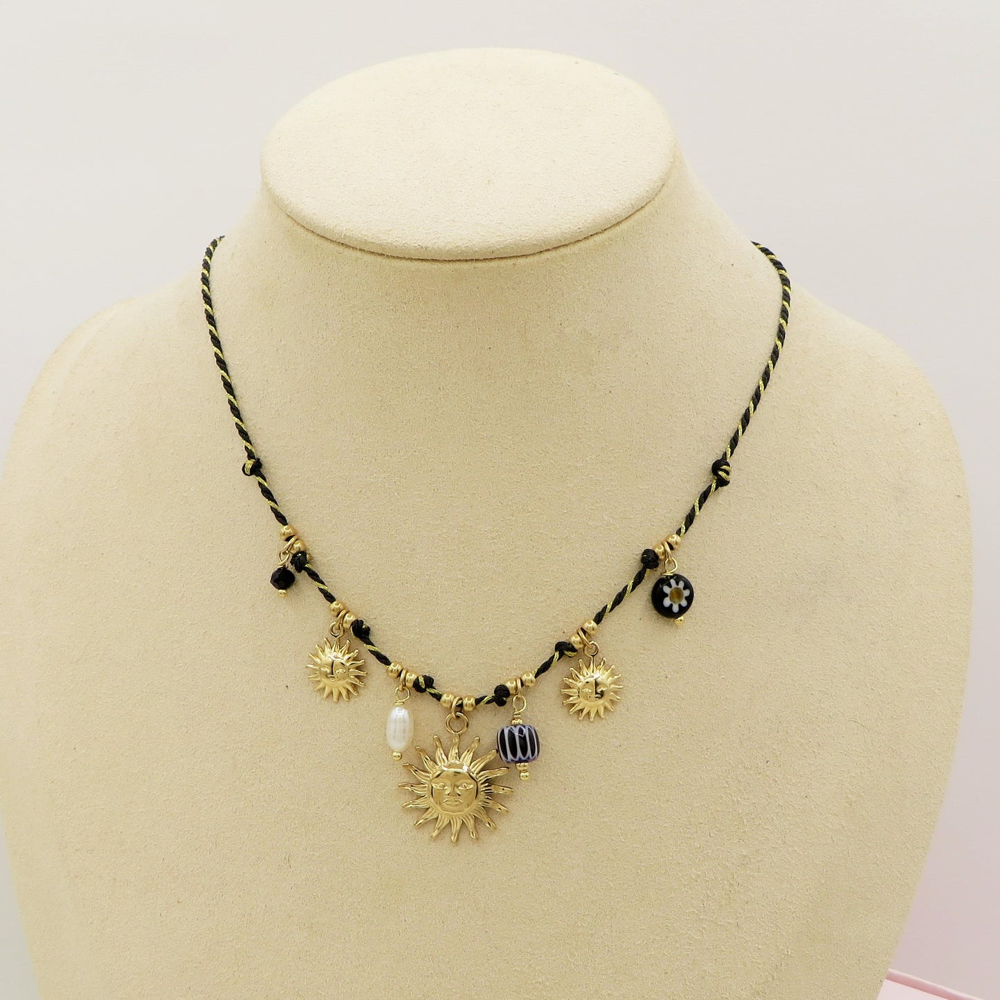 SOLEIL COLLANA - ACCIAIO inossidabile - Collana catena charms sole e murrine