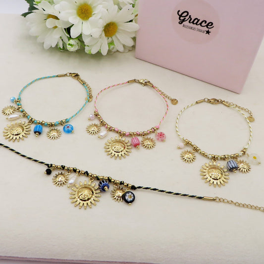 SOLEIL BRACCIALE - ACCIAIO inossidabile - Bracciale con charms sole e murrine