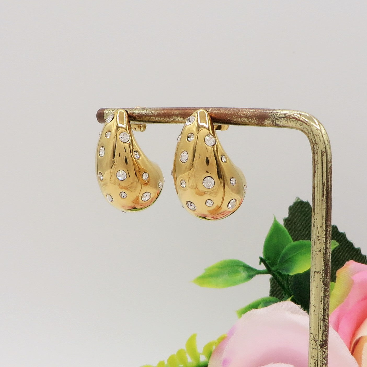 DROP CRYSTAL - ACCIAIO INOSSIDABILE ~ Paio Orecchini goccia bombe' + cubic zirconia