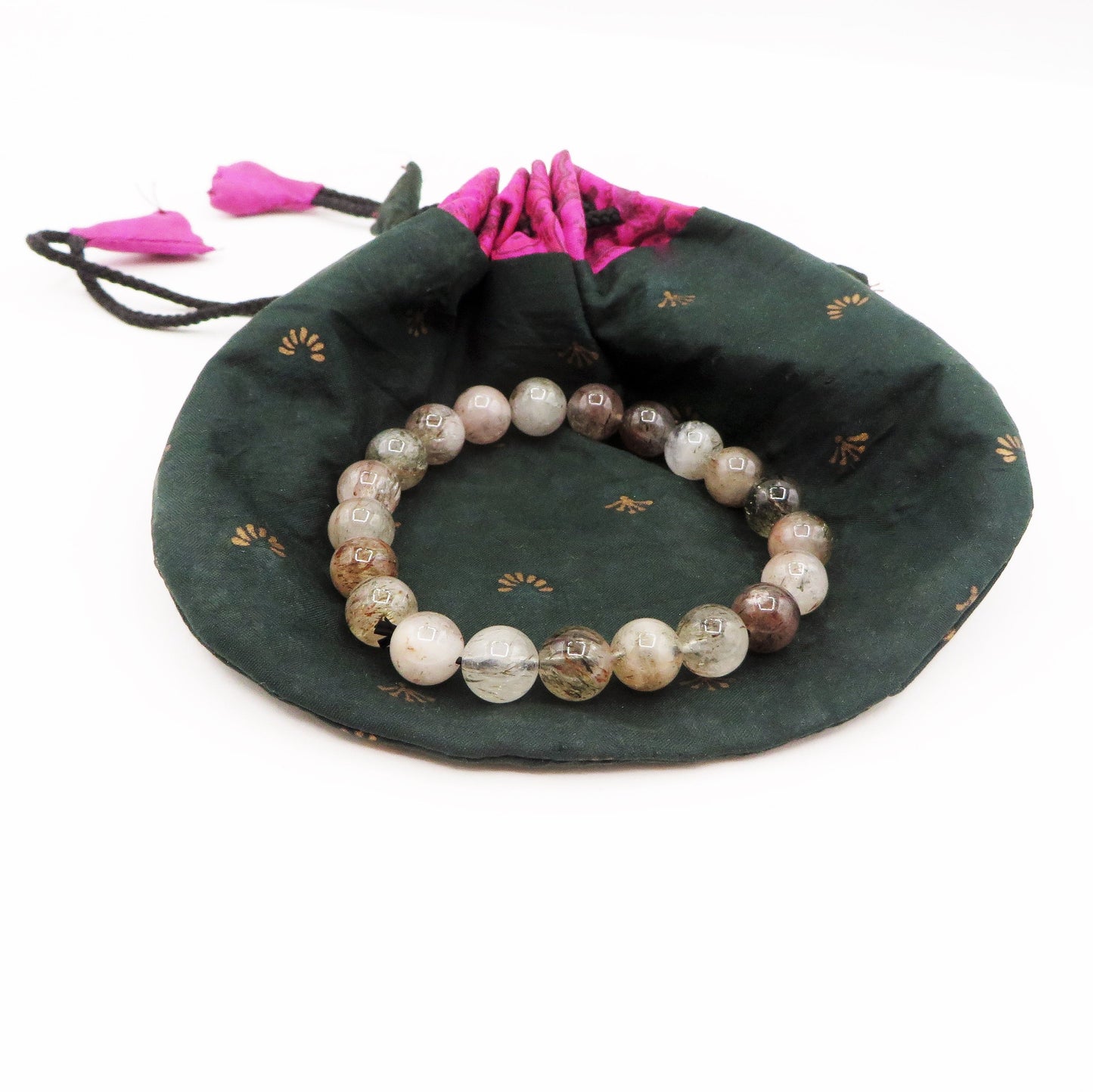 Sandarasa ~ Bracciale in QUARZO SUPER SEVEN naturale Black Gold ~ qualita' AAA