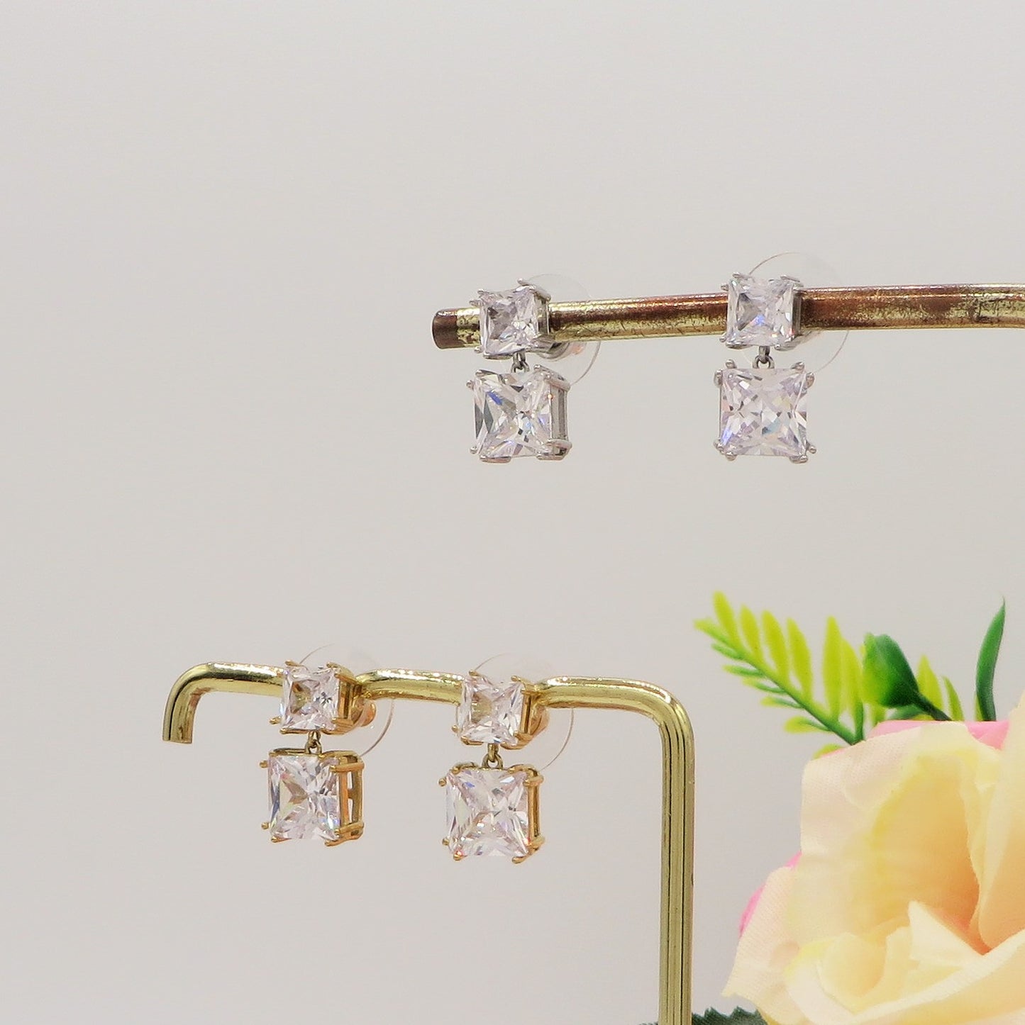 CHARIS PENDENTI - acciaio inossidabile- Orecchini pendenti in cubic zirconia