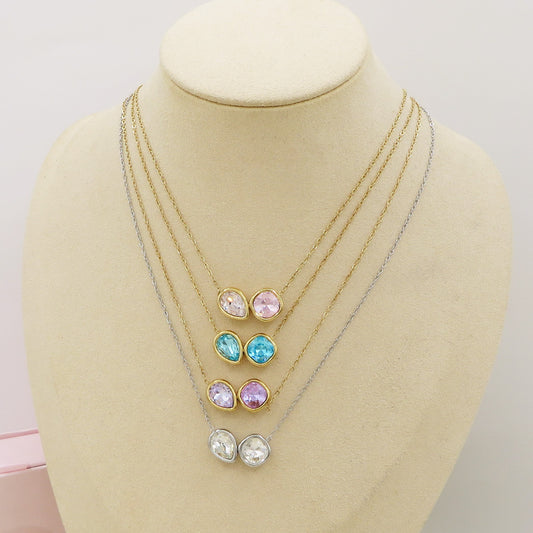 ALINA - ACCIAIO INOSSIDABILE - Collana con pendente in cubic zirconia