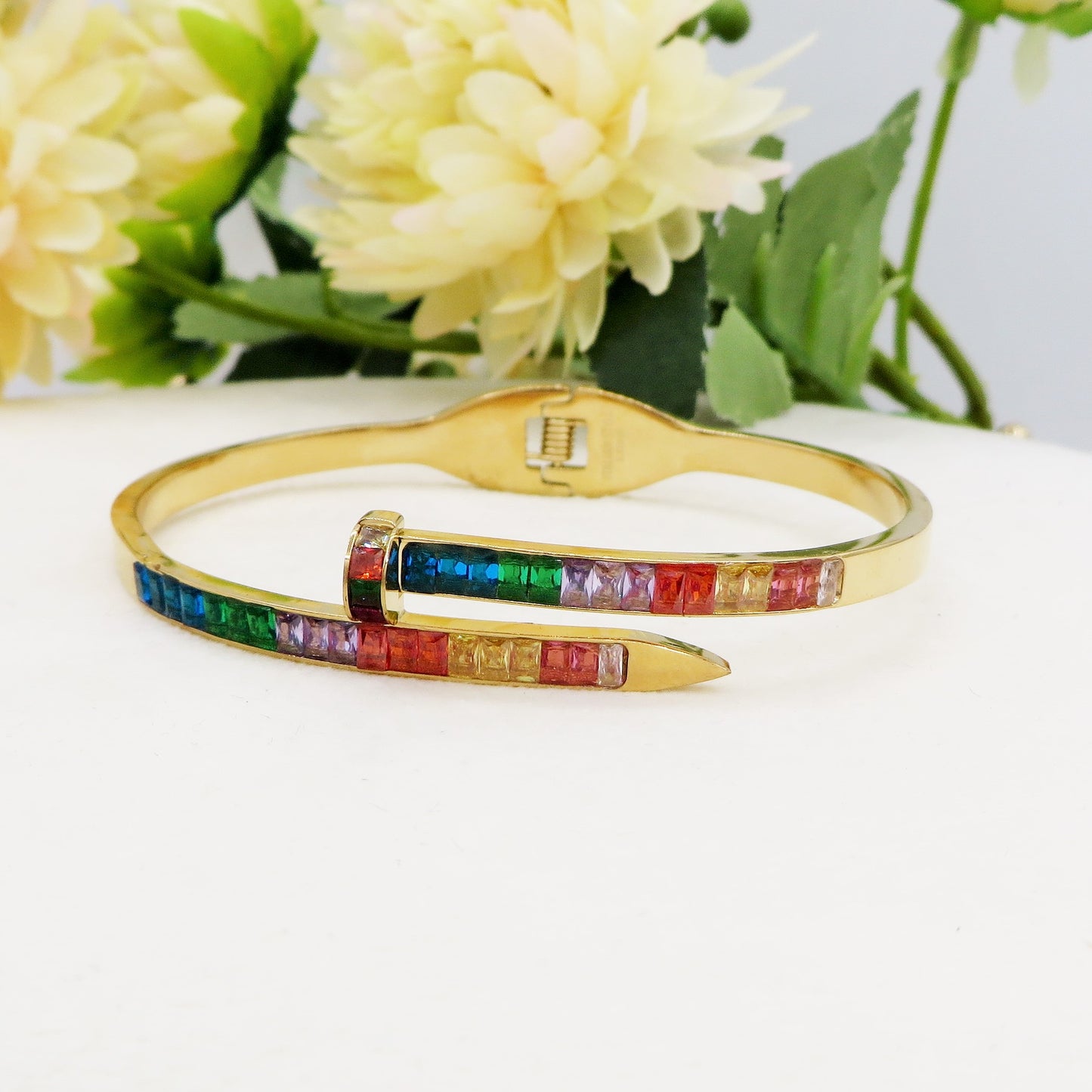 VENICE RAINBOW~ Bracciale chiodo in ACCIAIO INOSSIDABILE 316L e cubic zirconia
