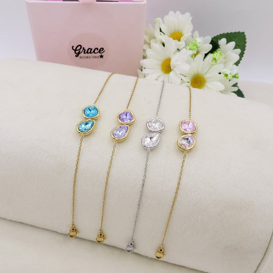 ALINA - ACCIAIO INOSSIDABILE - Bracciale con accessorio in cubic zirconia