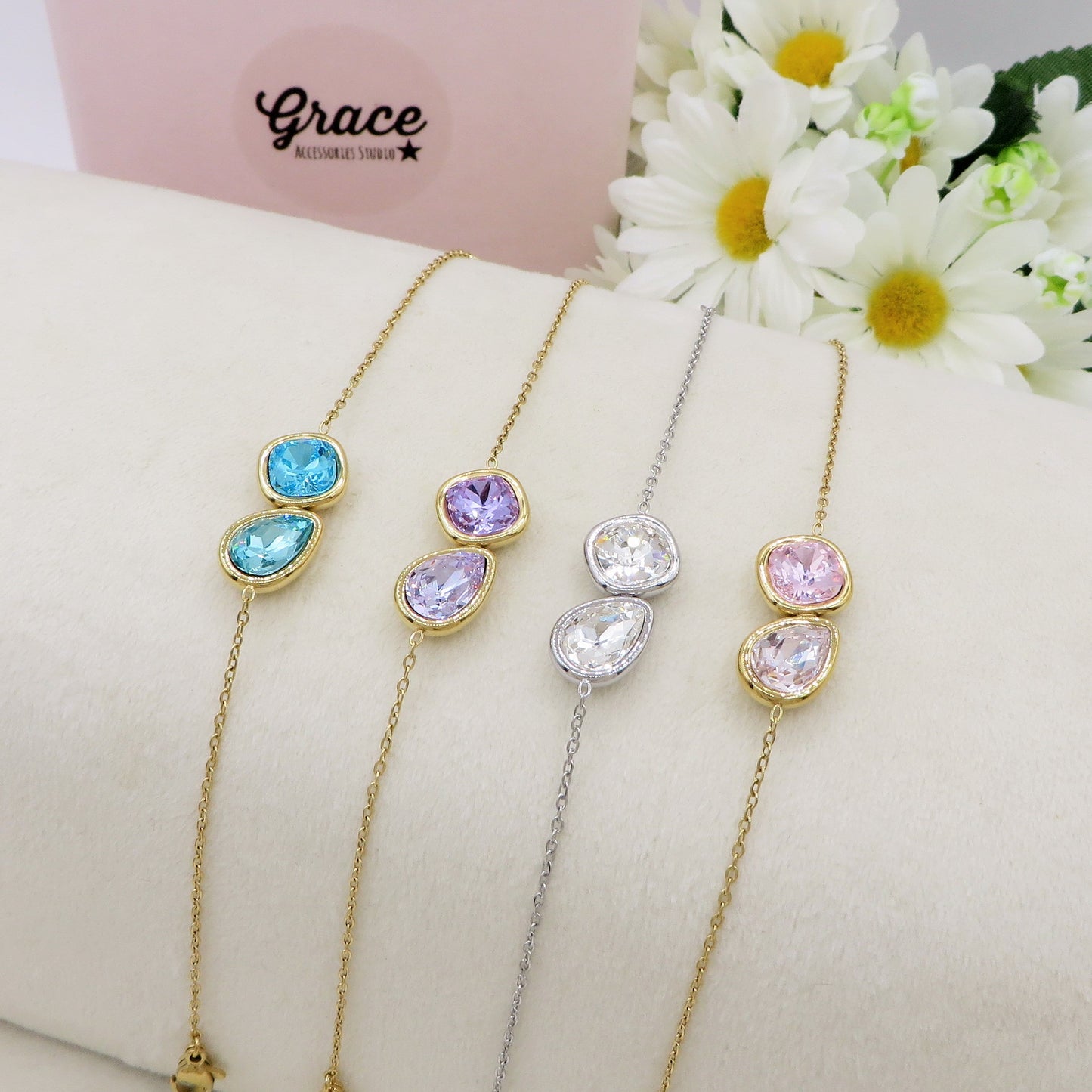 ALINA - ACCIAIO INOSSIDABILE - Bracciale con accessorio in cubic zirconia