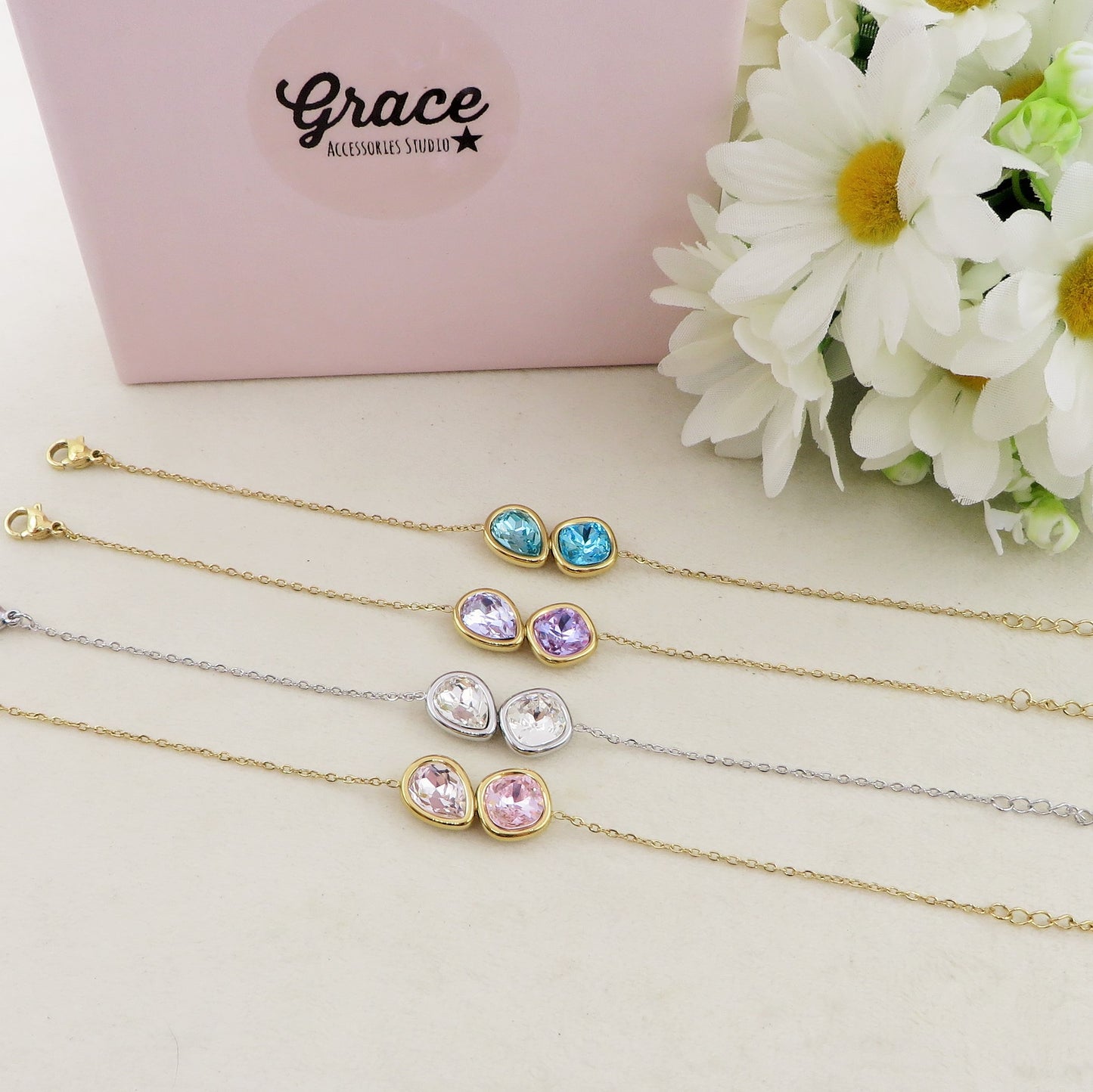 ALINA - ACCIAIO INOSSIDABILE - Bracciale con accessorio in cubic zirconia