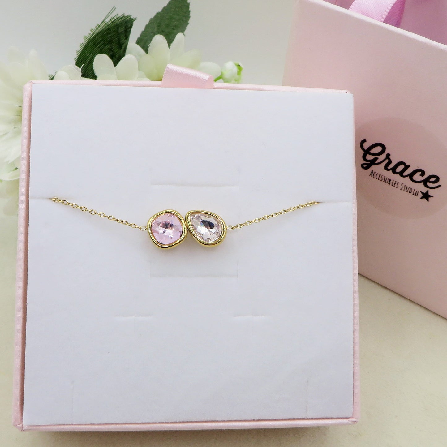 ALINA - ACCIAIO INOSSIDABILE - Bracciale con accessorio in cubic zirconia
