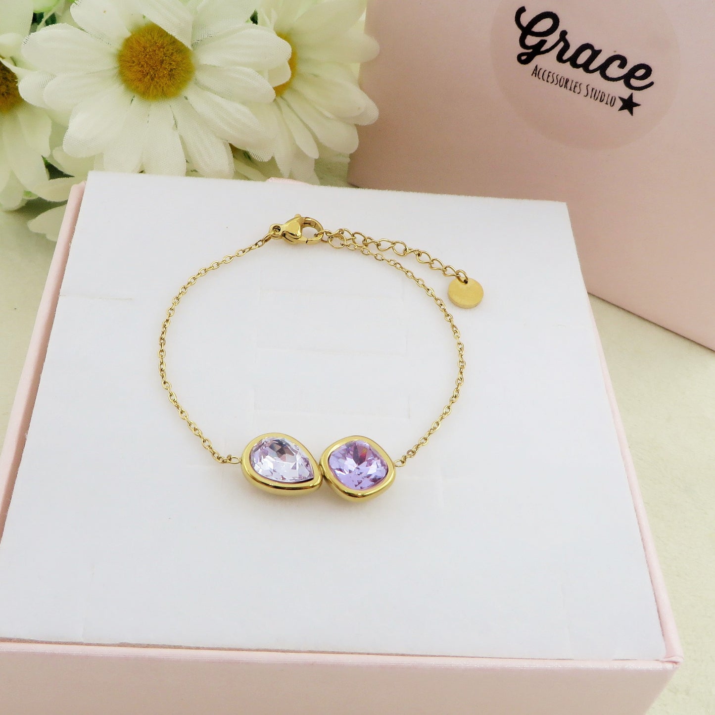 ALINA - ACCIAIO INOSSIDABILE - Bracciale con accessorio in cubic zirconia