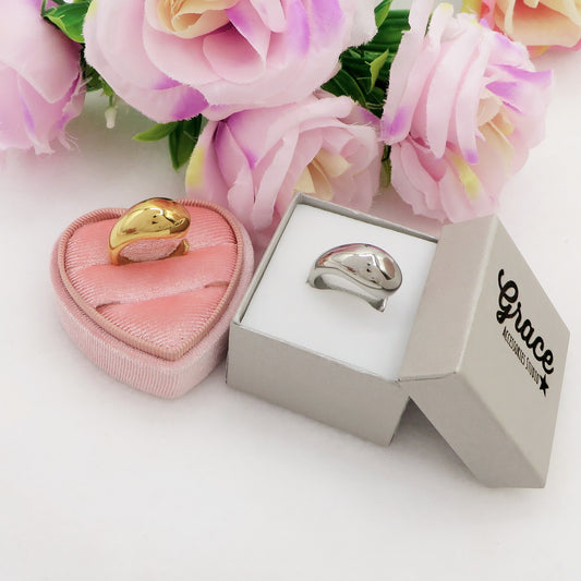 DROP ~ Anello regolabile in ACCIAIO INOSSIDABILE a goccia