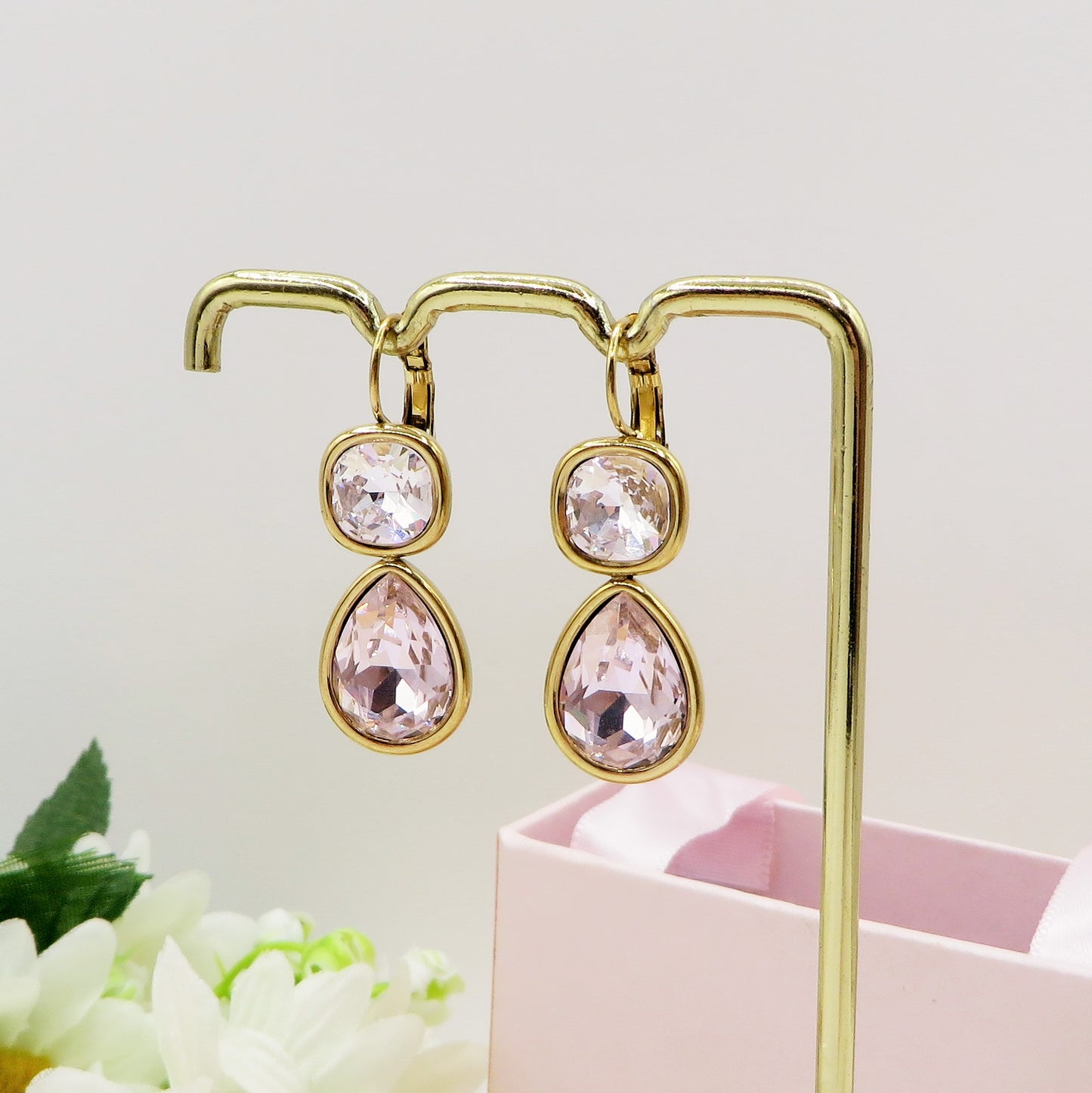 ALINA - ACCIAIO INOSSIDABILE - Paia orecchini monachella con cubic zirconia a goccia