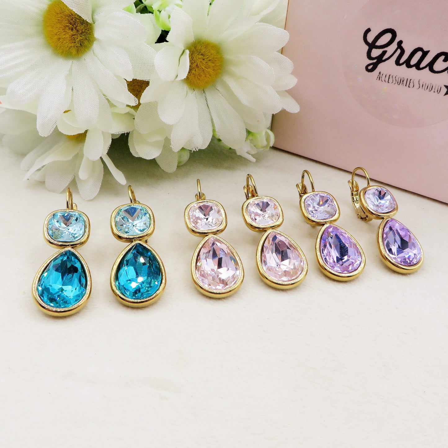 ALINA - ACCIAIO INOSSIDABILE - Paia orecchini monachella con cubic zirconia a goccia