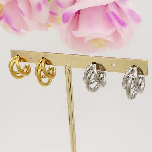 ALEXANDRA - Orecchini tripli Hoops ACCIAIO INOSSIDABILE