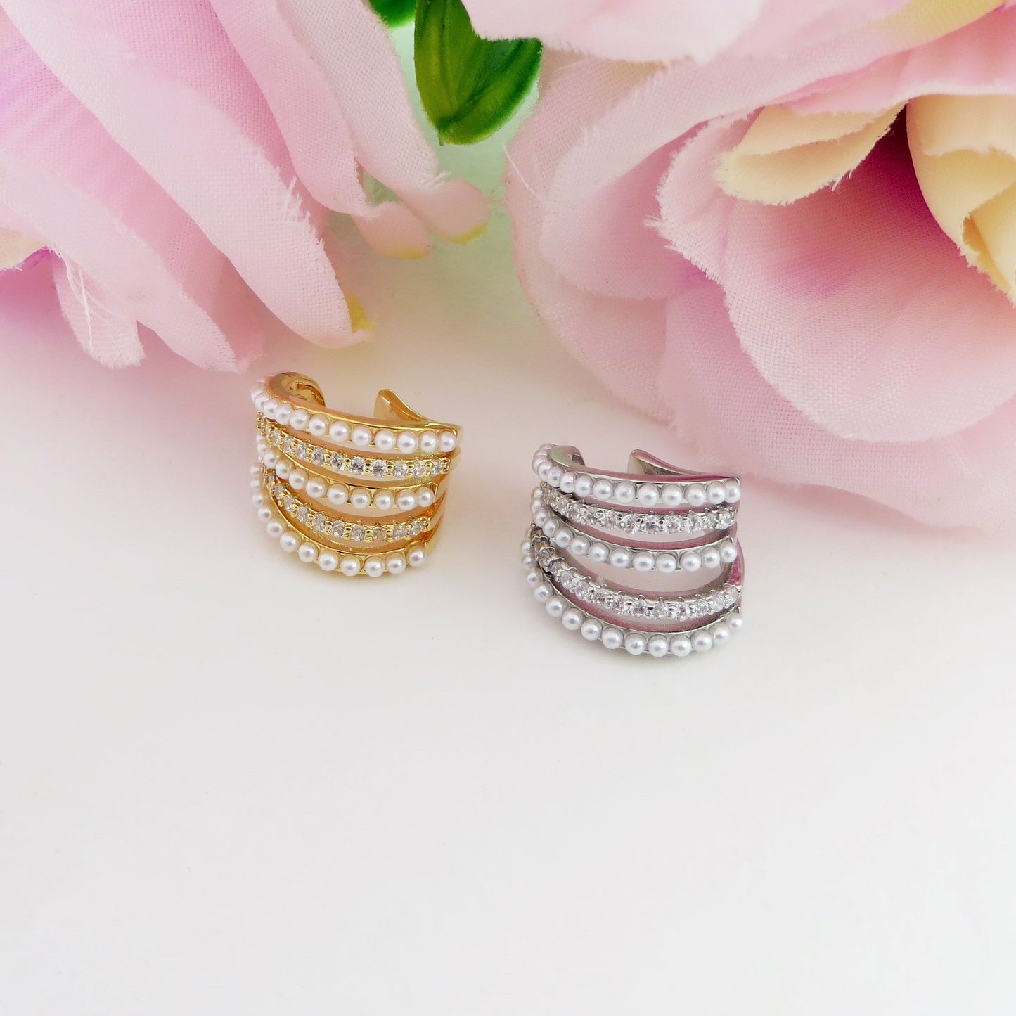 PEARLS & CRYSTALS - EARCUFF 5 FILI in cubic zirconia