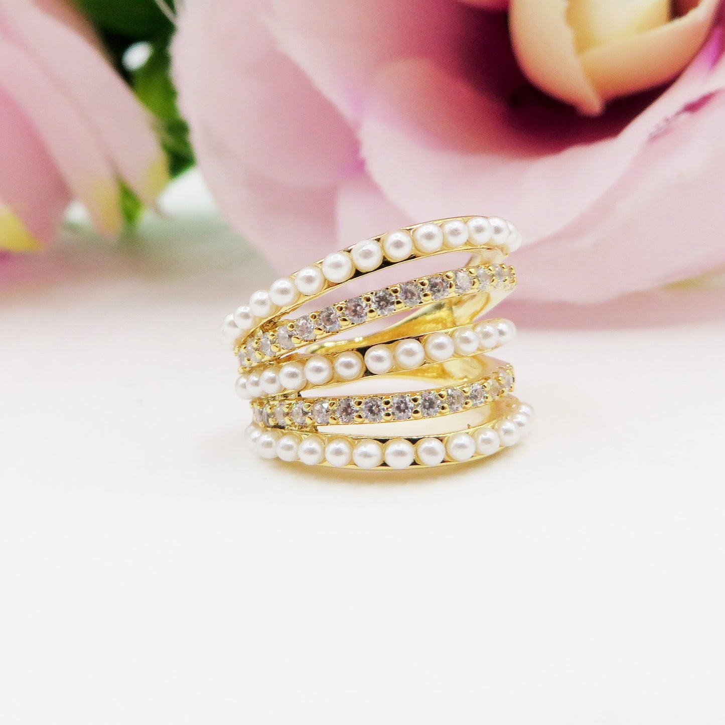 PEARLS & CRYSTALS - EARCUFF 5 FILI in cubic zirconia