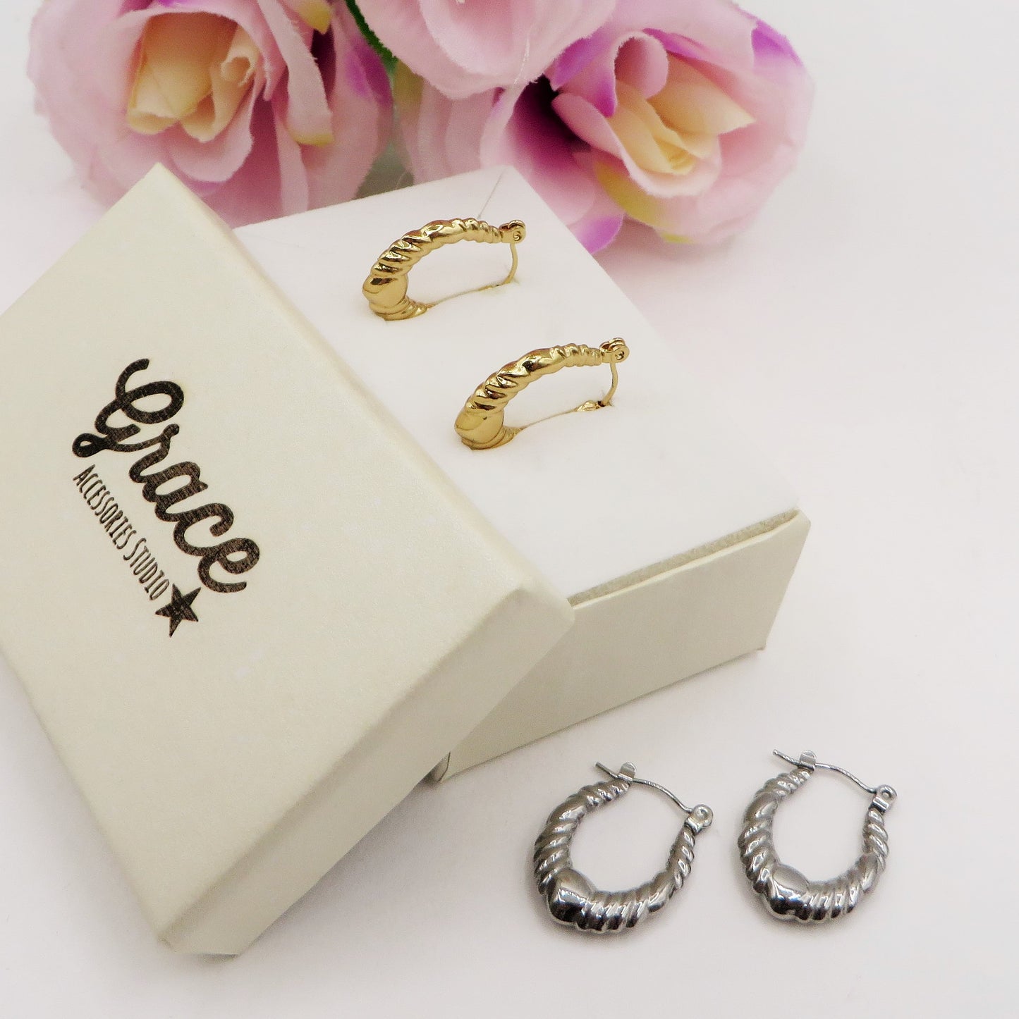 PENELOPE small hoops - ACCIAIO INOSSIDABILE - Orecchini torchon ovali