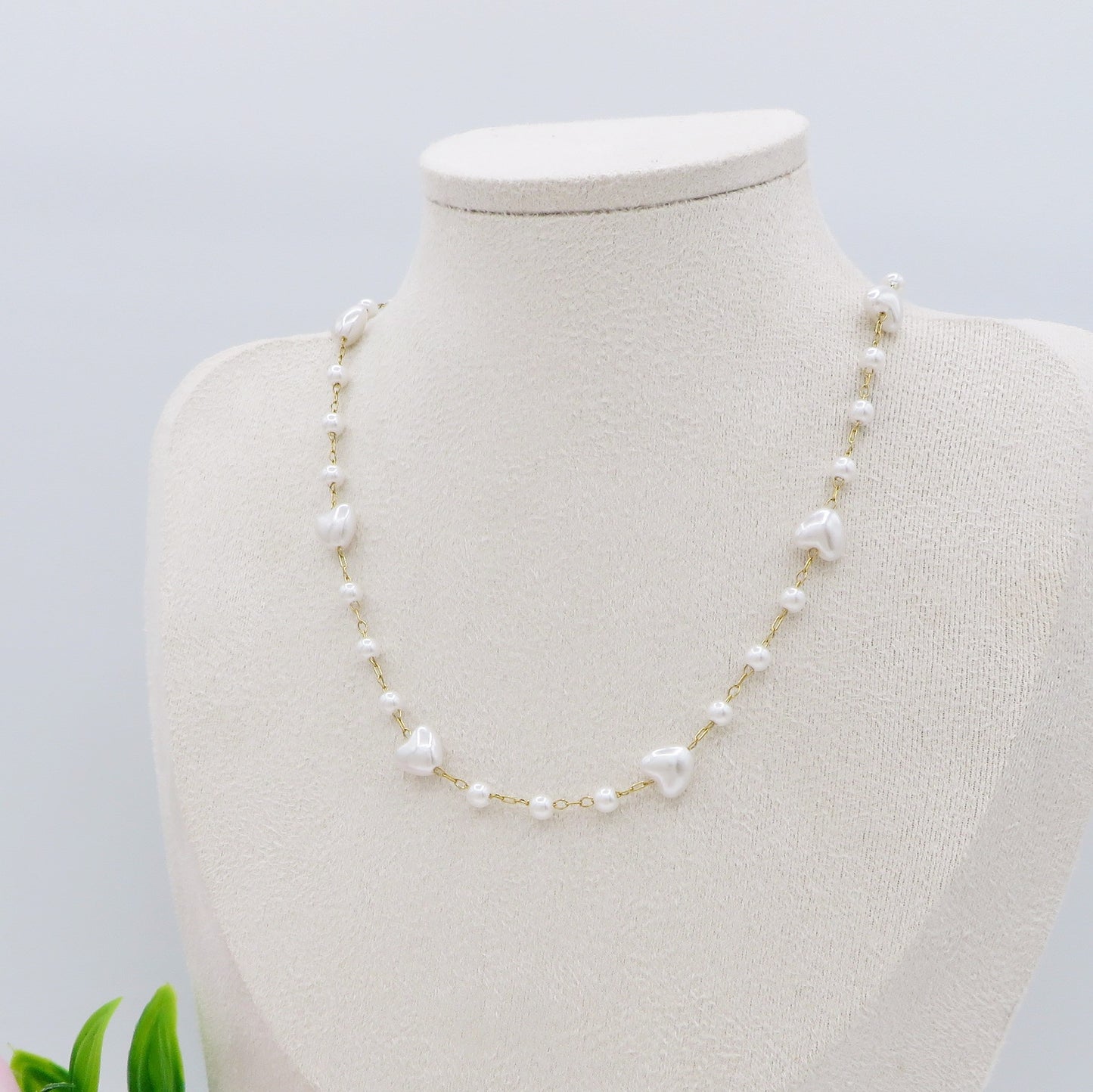CIPRIA - Collana perle barocche a cuore e ACCIAIO inossidabile