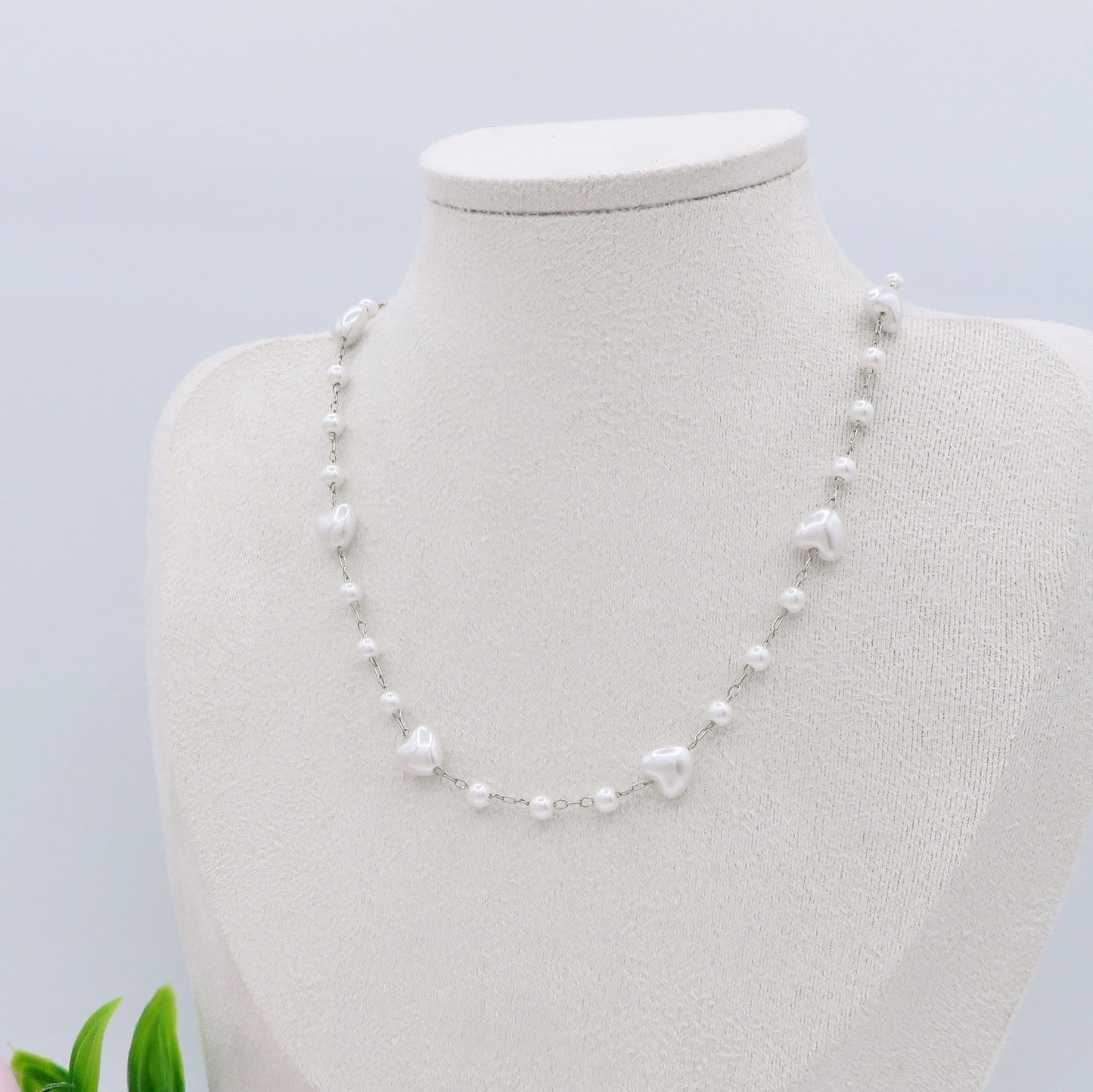 CIPRIA - Collana perle barocche a cuore e ACCIAIO inossidabile
