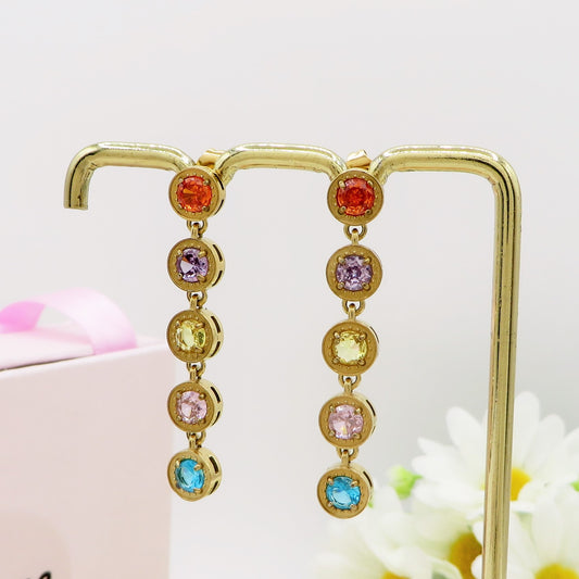 DELILAH PENDENTI in ACCIAIO inossidabile ~ Paio Orecchini tennis pendenti con cubic zirconia